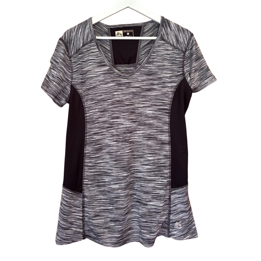 RBX Athletic Top Womens Size Medium Gray‎ Black Fitness Workout Short Sleeve